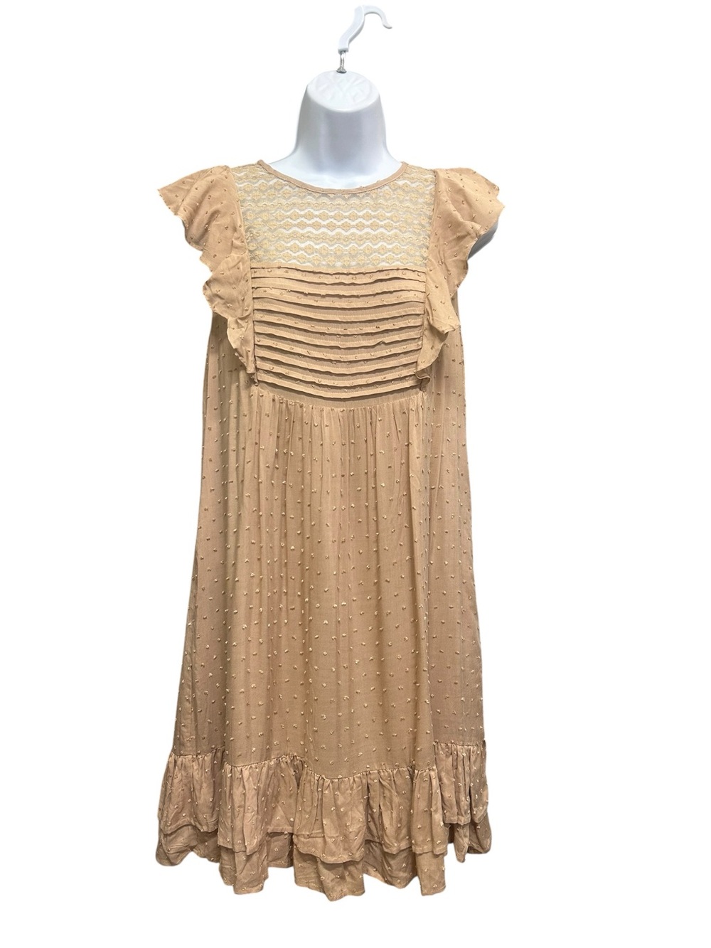 Listicle Swiss Dot Lace Trim Dress Size M